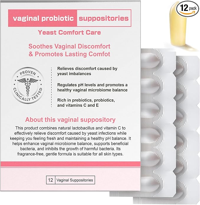 Nahid Vaginal probiotic Suppository, hyaluronic Acid Suppositories, Vaginal moisturizer, PH Balance, Restores Healthy Vaginal Odor, Yeast Comfort Care (12 Inserts)