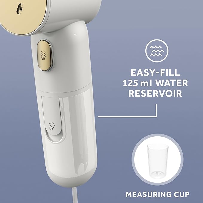 Sunbeam MiniPower 1000W Portable Garment Steamer – Nonstick Steam Plate, 125mL Tank, 8 Minutes Continuous Steam, Horizontal & Vertical Steam, 30-Second Heat-Up, 3-Year Limited Warranty