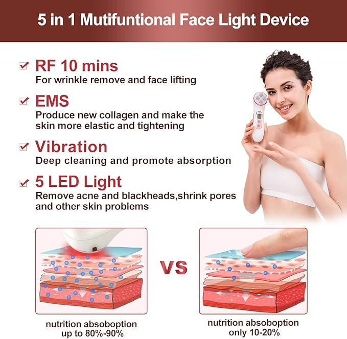 High Frequency Facial Machine 5 in 1 Facial Massager Micro-Current Recharable Facial Frequency Device