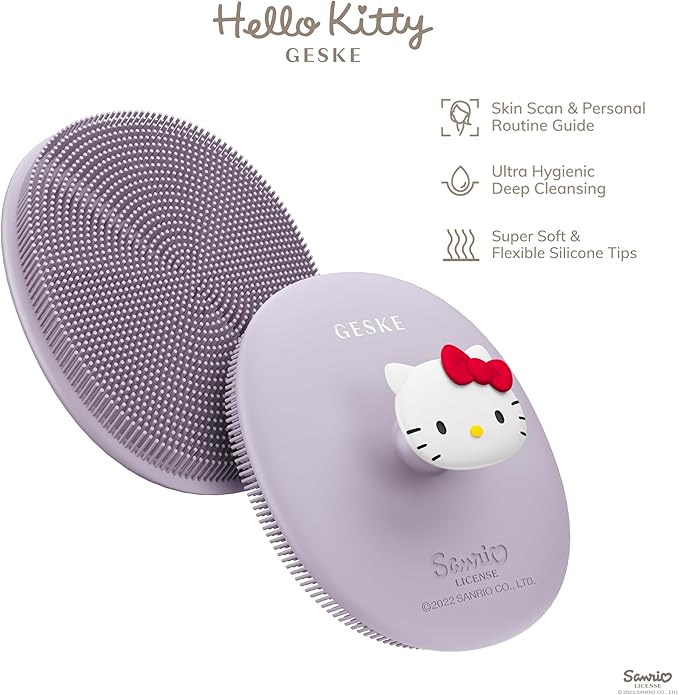 x Hello Kitty | SmartAppGuided 3-in-1 Professional Facial Brush | Soft Silicone With Handle | Gentle Cleansing for Routine Skincare