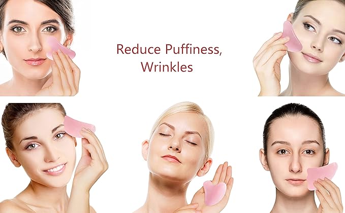 Mina Heal Rose Quartz Gua Sha Facial Massage Stone Excellent Skincare Tool