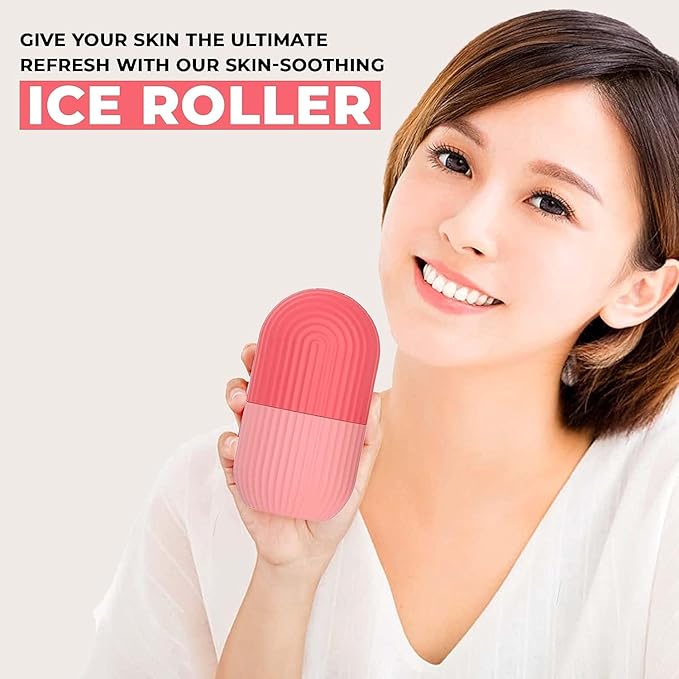 Ice Roller for Face, Puffy Eyes & Neck, Easy to Hold & Use, Reusable, Facial Beauty Ice Roller for Glowing & Clear Skin, Cold Therapy Facial Massage Roller (Multi Colour)