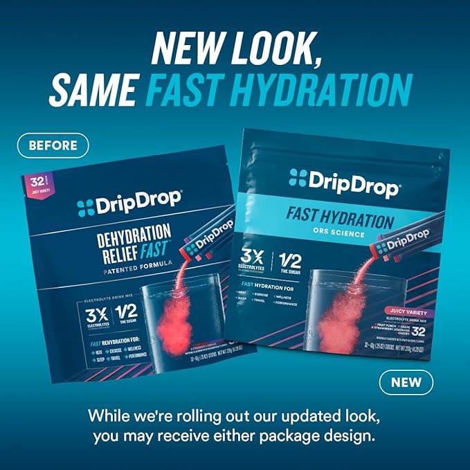 DripDrop Hydration Packets - Bold Variety Pack - Single Serve Electrolytes Powder Drink Mix - Watermelon, Berry, Lemon, Orange - Non-GMO, Gluten Free, Vegan - 192 Sticks