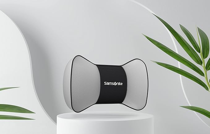 Samsonite Neck Pillow for Car – Ergonomic Memory Foam Headrest Cushion – Car Seat Support for Driving Comfort – Compact Neck Rest – Travel Pillow for Long Road Trips