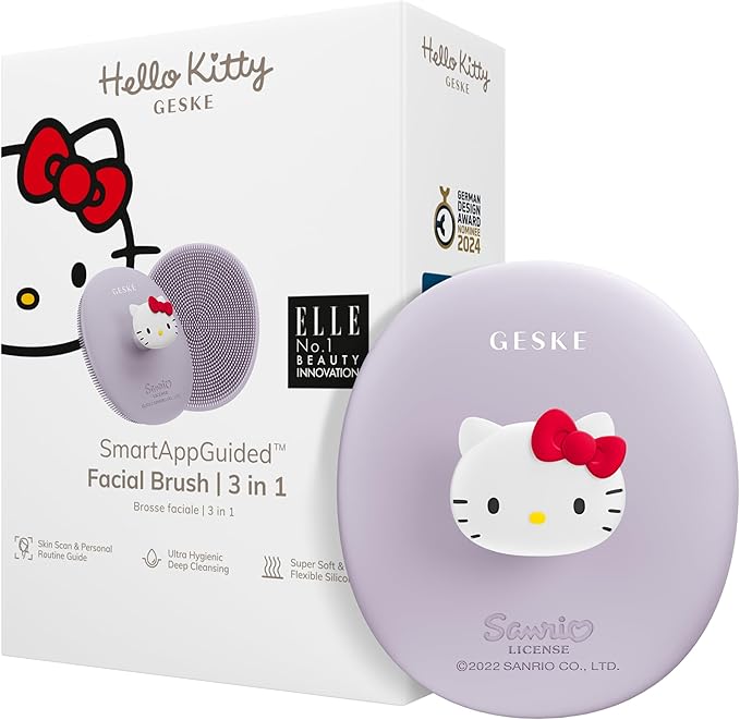 x Hello Kitty | SmartAppGuided 3-in-1 Professional Facial Brush | Soft Silicone With Handle | Gentle Cleansing for Routine Skincare