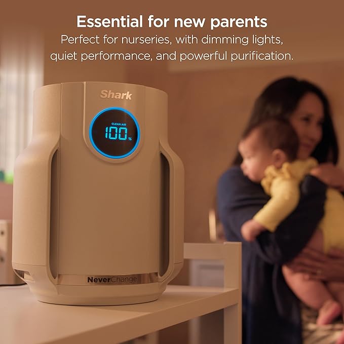 Shark NeverChange Air Purifier Compact Pro with Long-lasting HEPA Exceeding Filtration, Captures Pet Dander, Dust, Smoke, and Allergens, up to 250 sq. ft. for Bedroom, Home Office, Dorm, HP072PL
