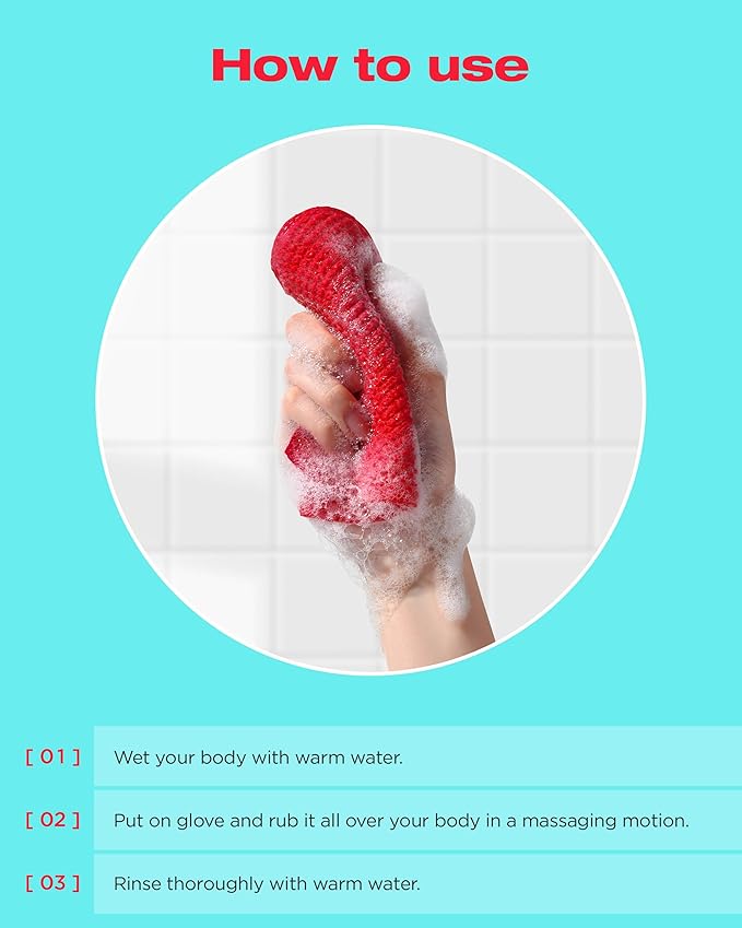 Exfoliating Bubble Body Wash Vegan Korean Scrub Glove with AHA Allergen-Free Bubble Cleansing Foam for Keratosis Pilaris & Nourishing Essential Body Care - (5 Pads)