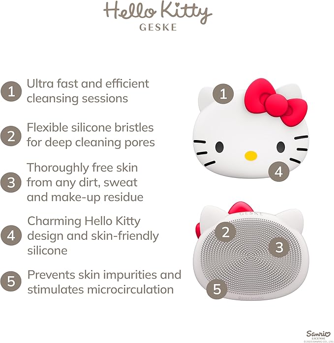 x Hello Kitty SmartAppGuided Facial Brush | 3 in 1 | Skin Cleansing Silicone | Routine Skincare | Gentle Cleansing | Facial Cleanser