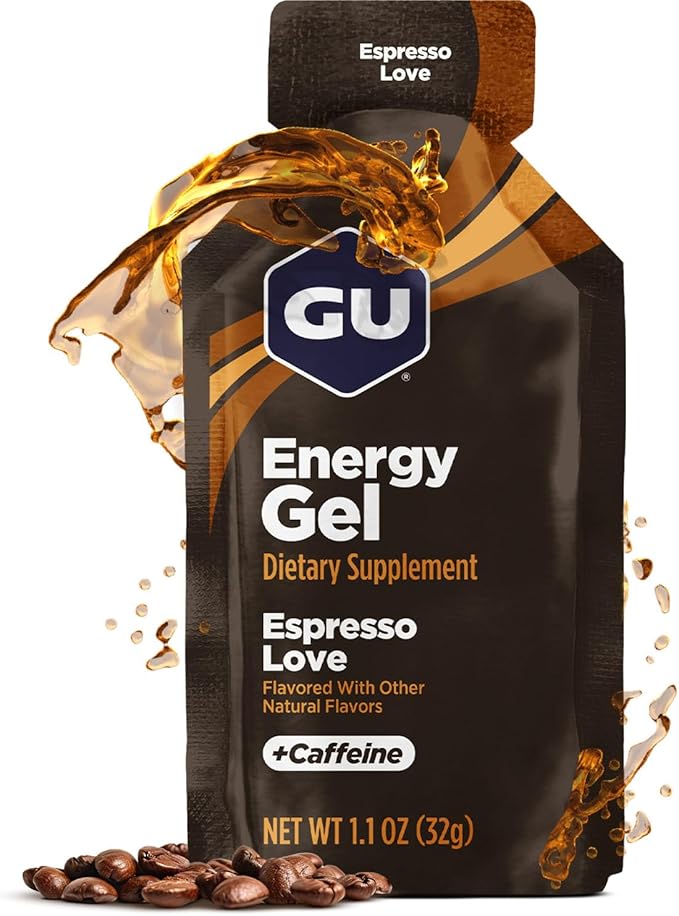 GU Energy Original Sports Nutrition Energy Gel, Vegan, Gluten-Free, Kosher, and Dairy-Free On-the-Go Energy for Any Workout, 24-Count, Espresso Love
