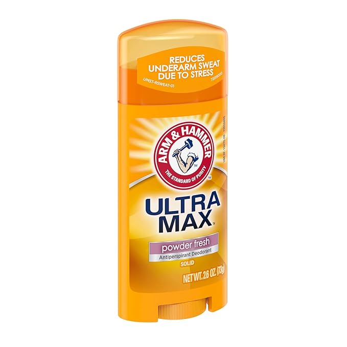 Arm & Hammer Ultra Max Antiperspirant Deodorant, Powder Fresh, Solid, 2.6 Ounce (Pack of 6)
