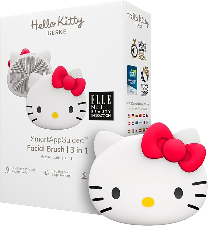 x Hello Kitty SmartAppGuided Facial Brush | 3 in 1 | Skin Cleansing Silicone | Routine Skincare | Gentle Cleansing | Facial Cleanser