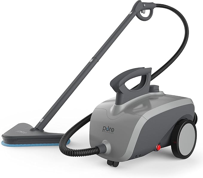Pure Enrichment PureClean Steam Cleaner with 17 Accessories, Multi-Purpose Household Rolling Steamer for Chemical-Free Deep Cleaning of Floors, Upholstery, Windows, Grout, Grills, Cars, and More