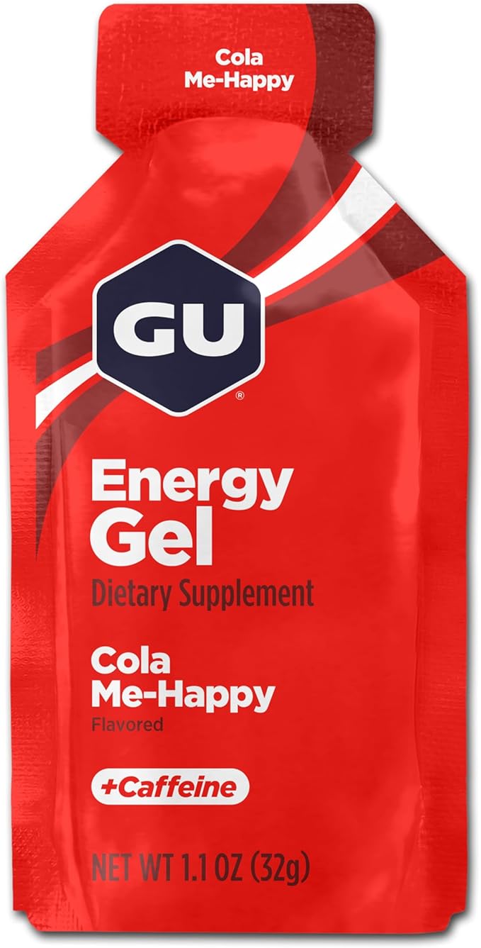 GU Energy Original Sports Nutrition Energy Gel, Vegan, Gluten-Free, Kosher, and Dairy-Free On-The-Go Energy for Any Workout, 24-Count, Cola Me-Happy