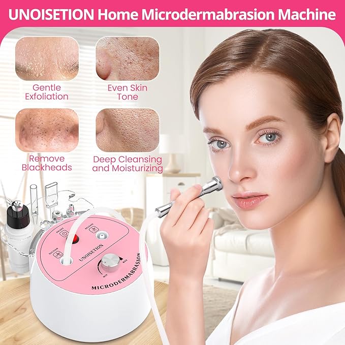 At-home Microdermabrasion Machine, UNOISETION 3 in 1 Dermabrasion Facial Machine for Exfoliation & Blackhead Removal