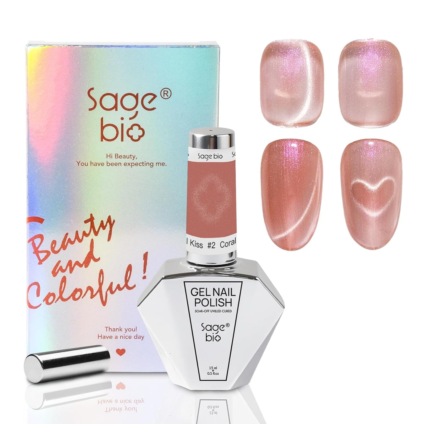 15ml Cat Eye Gel Nail Polish with Magnet Shimmer Glass Bead Effect 01