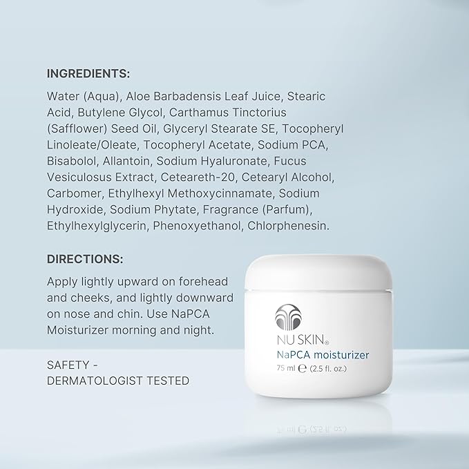 NuSkin NaPCA Moisturizer | Hydrating & Soothing Moisturizer with Vitamin E & Aloe Vera | Non-Greasy Formula for All Skin Types | Locks in Moisture for All-Day Hydration | 4.2 oz | 1 Pack