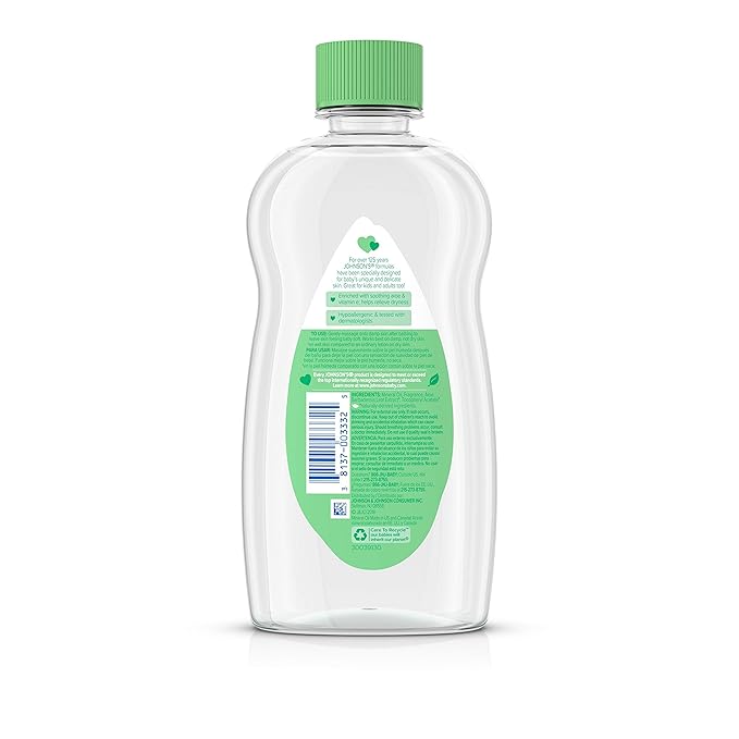 Johnson's Baby Johnson & Johnson Baby Oil, Aloe Vera & Vitamin E, Multicolor, 14 Fl Oz (Pack of 4)