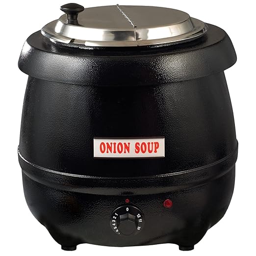 Winco Electric Soup Warmer, 10.5-Quart,Black & FW-S500 Commercial Portable Steam Table Food Warmer 120V 1200W,Stainless Steel,Large