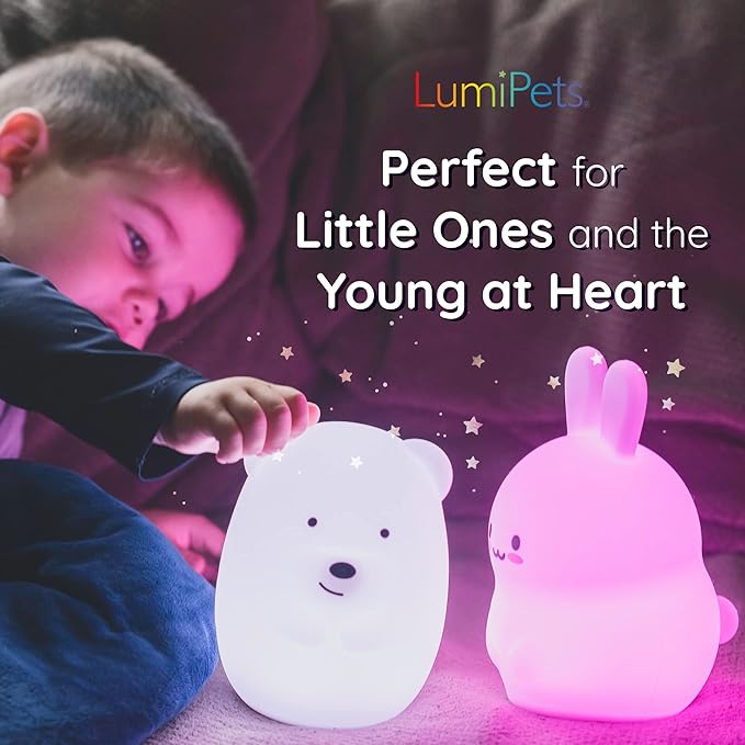 Lumipets Remote Control Silicone Night Light for Kids - Fox Design with 9 Soft Colors & Sleep Timer - Rechargeable, Battery-Operated Lamp for Bedroom | Baby Nursery, Toddler, Girls, Boys