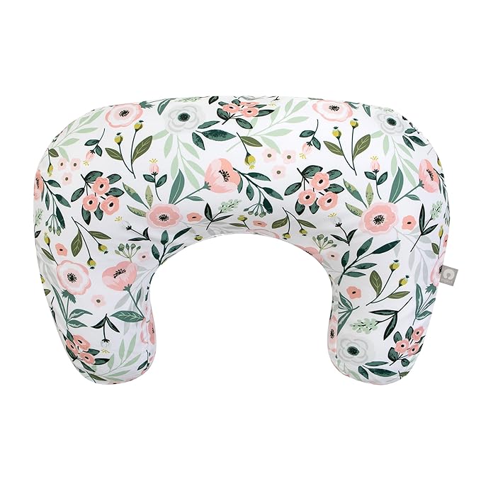 Boppy Nursing Pillow, Pink Garden Flowers, Larger, More Supportive Pillow for Breastfeeding and Bottle Feeding; Firmer Fill, Higher Lift, Larger Area Than Original Nursing Pillow; JPMA Certified