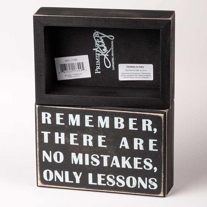 Primitives by Kathy 17399 Classic Box Sign, 6 x 4-Inches, No Mistakes