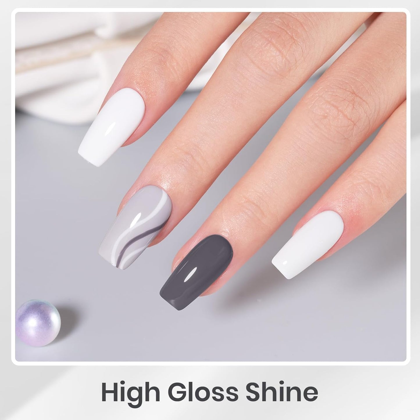 Beetles Gray Gel Polish Set 6 Colors White Black Nude Neutral Gray Milky Gel Nail Polish Kit Soak off Uv Led Lamp Needed Manicure DIY Home Gifts for Women Soft Eclipse