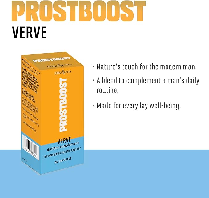 Prostboost Verve - Dietary Supplement with Plant Extracts, Support for Men's Everyday General Well-Being, 60 Capsule