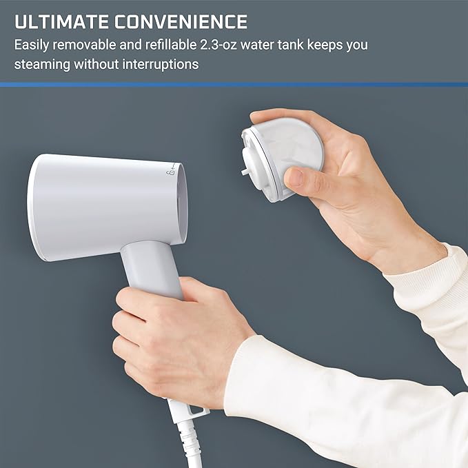 Rowenta, Steamer for Clothes, Travel Steam Handheld Steamer, 2.3 Oz Tank Capacity, Foldable, Easy Steam, 1100 Watts, Ironing, Gray Clothes Steamer, Vacation Essentials, Travel Must Have, DR1011