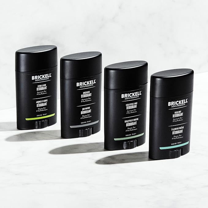 Brickell Men's Products Natural Deodorant For Men, Natural and Organic, Aluminum, Alcohol, and Baking Soda Free, 2.65 Ounce, Unscented