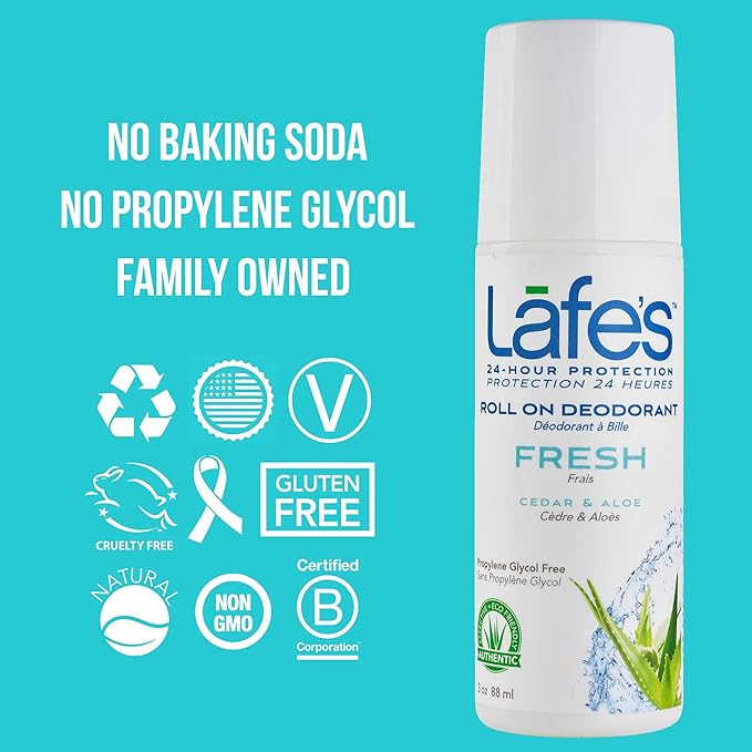 Lafe's | Men's Roll On Aluminum Free Deodorant Variety - Active, Extra Strength, Fresh | Vegan, Cruelty Free, Gluten Free, Paraben Free & Baking Soda Free with 24-Hour Protection; 3 Pack (3oz each)