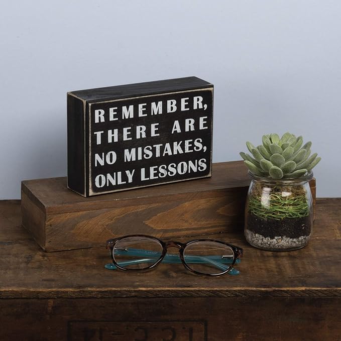 Primitives by Kathy 17399 Classic Box Sign, 6 x 4-Inches, No Mistakes