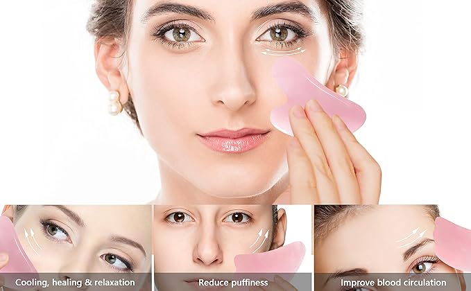 Mina Heal Rose Quartz Gua Sha Facial Massage Stone Excellent Skincare Tool