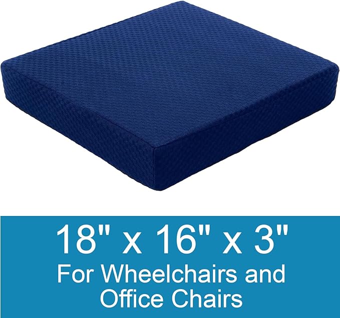 Carex Memory Foam Seat Cushion - Office Chair Cushion and Wheelchair Cushion - Comfortable Chair Pad, 18" x 16" x 3"