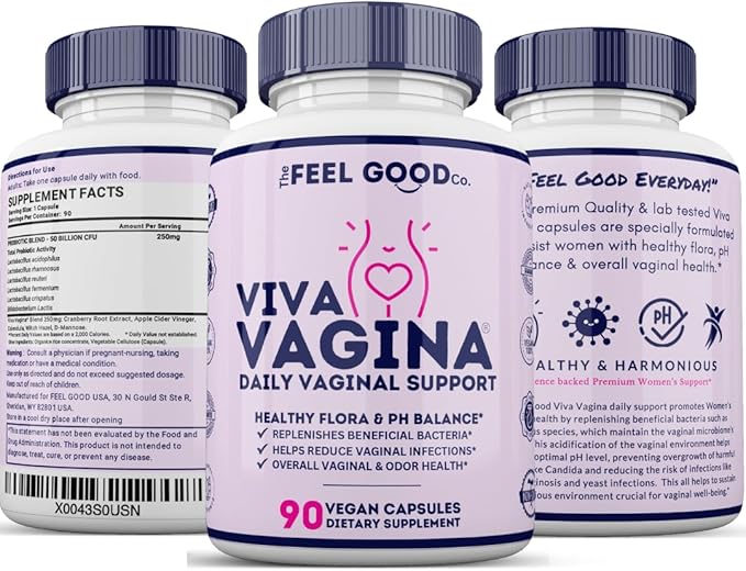 Viva Vaginal Probiotics for Women – Advanced pH Support & Feminine Health Supplement – Promotes Odor Control, Vaginal Flora Balance, & Urinary Health – 90 Vegan Capsules for Daily Wellness