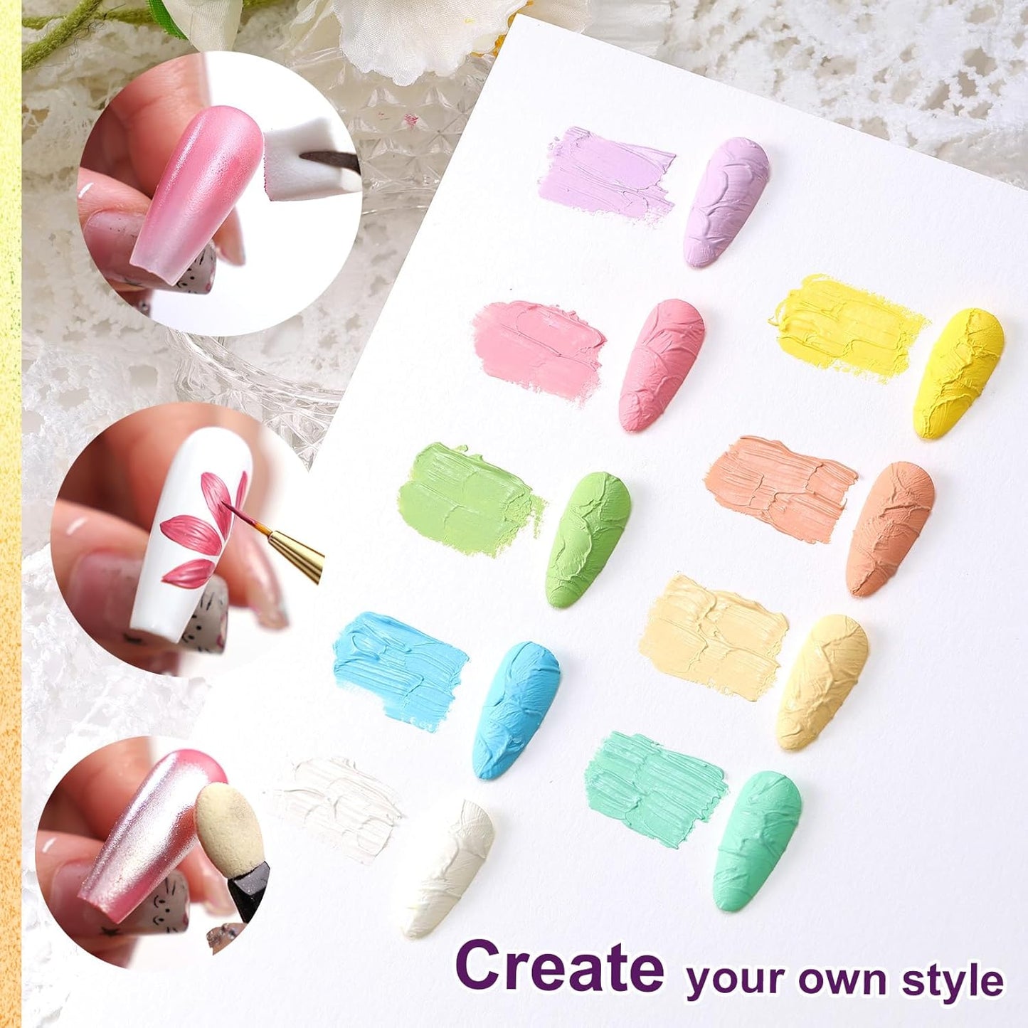 Gradient Painting Gel, 9 Colors Ombre Gel Nail Polish for 3D Nail Sculpting Gel Painting Effect Pigment Pat Nails Aura Nails, French Manicure Long Lasting Home Salon Nail Art Easter Egg
