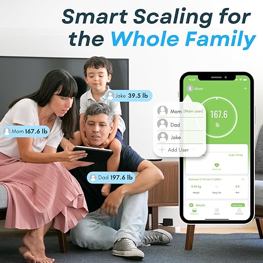 Body Fat Smart Bluetooth Scale, 16 Body Composition Analyzer, Smart Scale with BMI, Fat Percentage, Muscle Mass, Large LCD,Syncs with iOS/Android Fitness Apps, 400 lbs Capacity - Dark Blue
