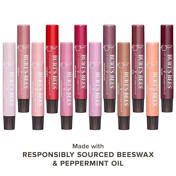 Burt's Bees Lip Balm, Moisturizing Lip Shimmer for Women, for All Day Hydration, with Vitamin E & Coconut Oil, 100% Natural, Apricot, 0.09 Ounce (Pack of 2)