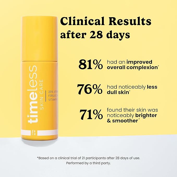 Timeless Skin Care Vitamin C Serum with Vitamin E & Ferulic Acid - Serum - for Oily & Dry Skin - Fragrance-Free - 1.7 Fl oz
