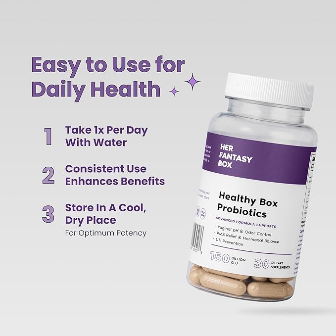 Her Fantasy Box | Healthy Box Probiotics Vaginal Care Advanced Formula for PMS Relief, Hormonal Balance, and UTI Prevention