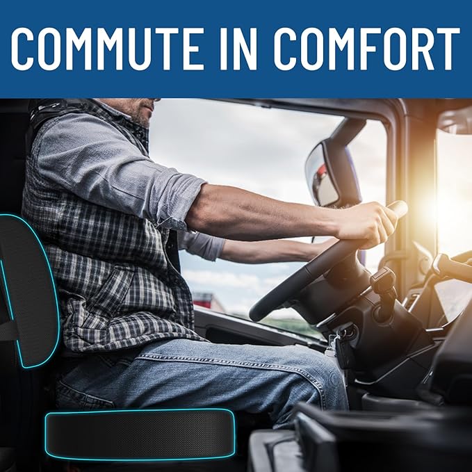 Everlasting Comfort Gel Infused Lumbar Support Pillow with Seat Bundle for Car - Car Seat Cushions for Driving, Work- Designed for Comfort