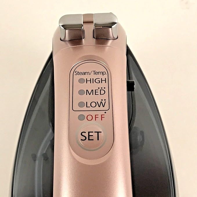 Panasonic Rose Gold 360 Freestyle Cordless Iron NI-WL607 - Portable Steamer for Clothes with Ceramic Charging Base, Vertical Steam Irons, Compact Heavy Duty Press Ironing Machine, 1500 Watts