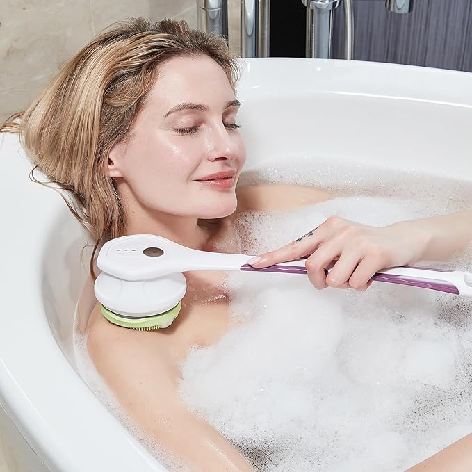 Electric Body Brush,5 Attachments Brush Heads Electric SPA Brush Spin Scrubber for Shower Bathing Cleansing Wash Deep Cleaning with Silicone Rechargeable IPX7 Waterproof
