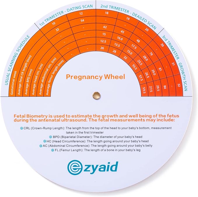 Pregnancy Wheel (Pack of 6), Due Date OB-GYN Calculator for Pregnant Women/Healthcare Providers, Gestational EDC/EDD Wheel with CRL, BPD, HC AC and FL Guide