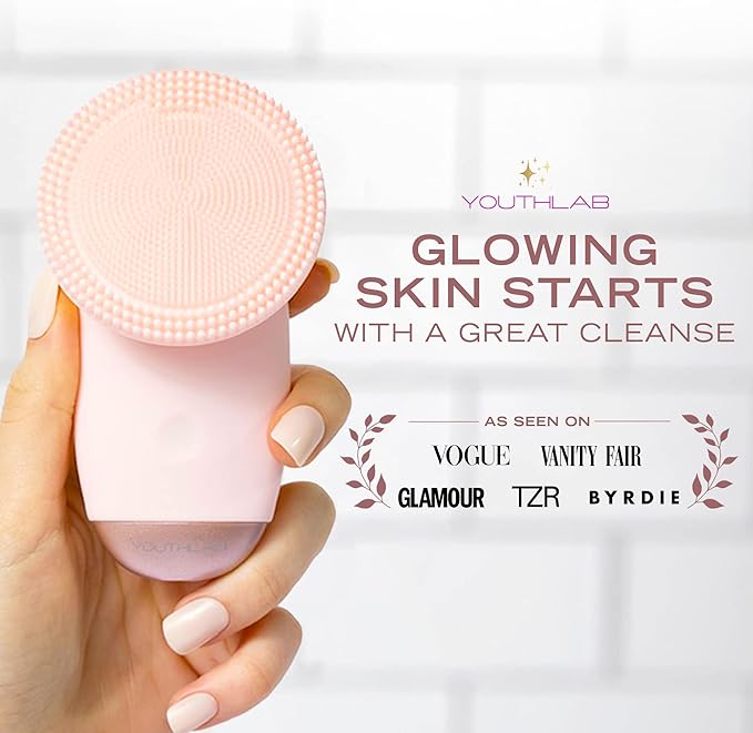 SoniGlow, Pink, Silicone Facial Skin Cleansing Brush, Electric, Vibrating, Scrubber, Hygienic, Exfoliation, Massage, Firm, Tone, Blackheads, Pores, Waterproof, Rechargeable, Makeup Removal