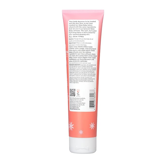 Pacifica Glow Baby Body Lotion & AHA Scrub Set – Brightening Vitamin C Body Lotion (5 oz) + AHA Exfoliating Body Scrub, 2-Step Radiance Duo for Smooth Glowing Skin, Vegan