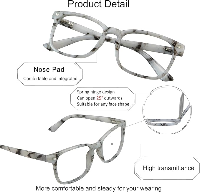 YEIN Bifocal Reading Glasses with Blue Light Blocking Lenses, Bifocal Reader for Women and Men, Vintage Square frame with Spring Hinge (+0.00/+1.00 magnification)