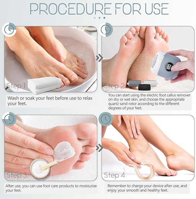 Automatic Callus Remover for Feet, Rechargeable Pedicure Tools for Feet, Electric Foot Callus Remover with 3 Roller Heads 2 Speed, Waterproof Foot File Perfect for Dead Hard Cracked Dry Skin
