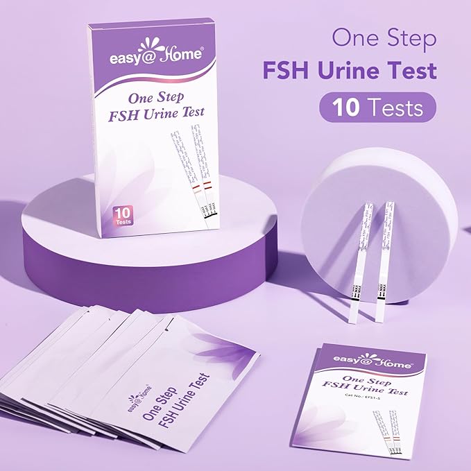 Easy@Home 5 PdG Urine Tests + 10 FSH Menopause Test to Track Ovulation