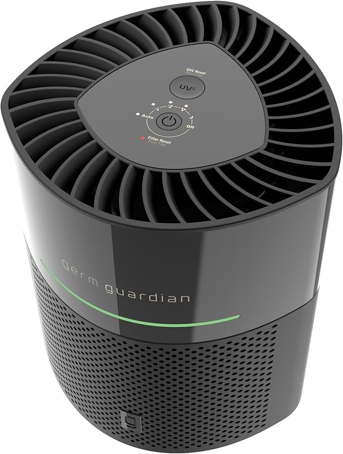 GermGuardian Airsafe+ HEPA Air Purifier for Home, Large Rooms Up To 1043 Sq. Ft. with HEPA Air Filter, UV-C Light & Air Quality Sensor, AC3000B, Black