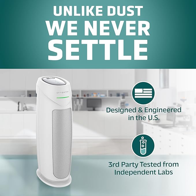 GermGuardian Home Air Purifiers, HEPA Air Purifiers for Home, UV C Light, Air Quality Sensor, HEPA Pure Filter, Covers 743 Sq.Ft, White AC4880W